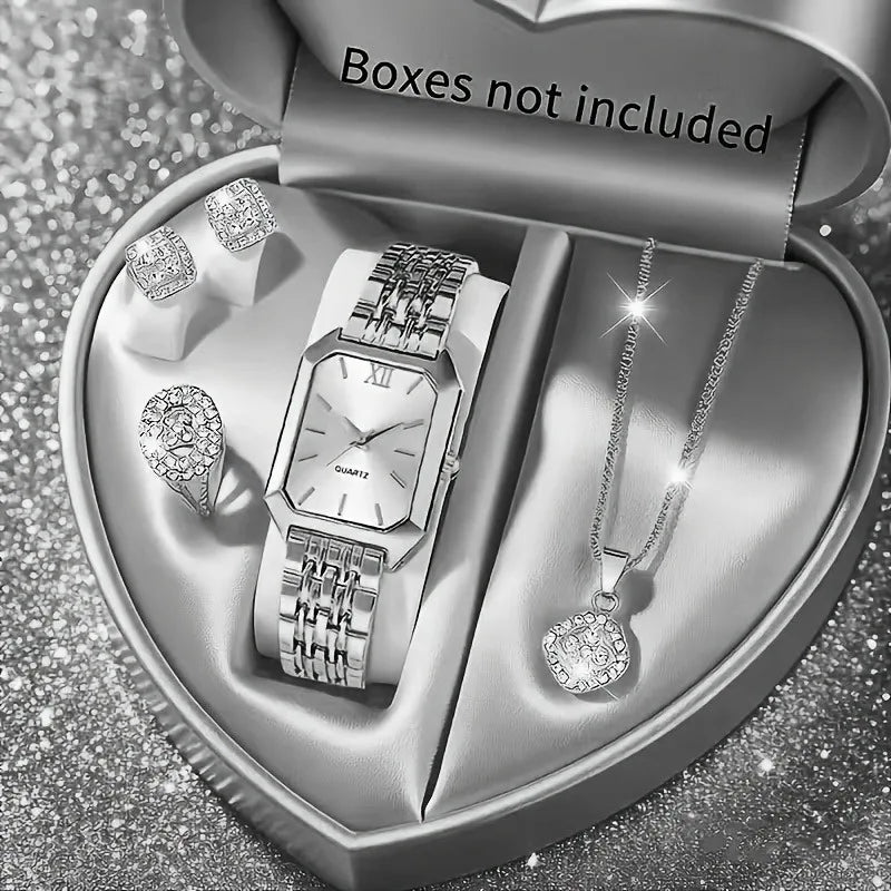 RELOJ Y JOYERÍA 5 EN 1 ELEGANTE MUJER CIRCONITA CLÁSICO