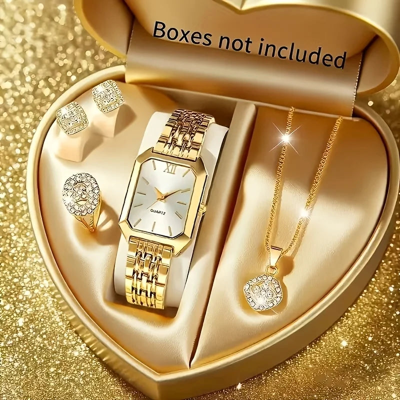 RELOJ Y JOYERÍA 5 EN 1 ELEGANTE MUJER CIRCONITA CLÁSICO