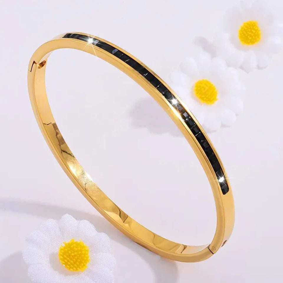 PULSERAS APILABLES CIRCONITAS ACERO INOXIDABLE ELEGANCIA MUJER