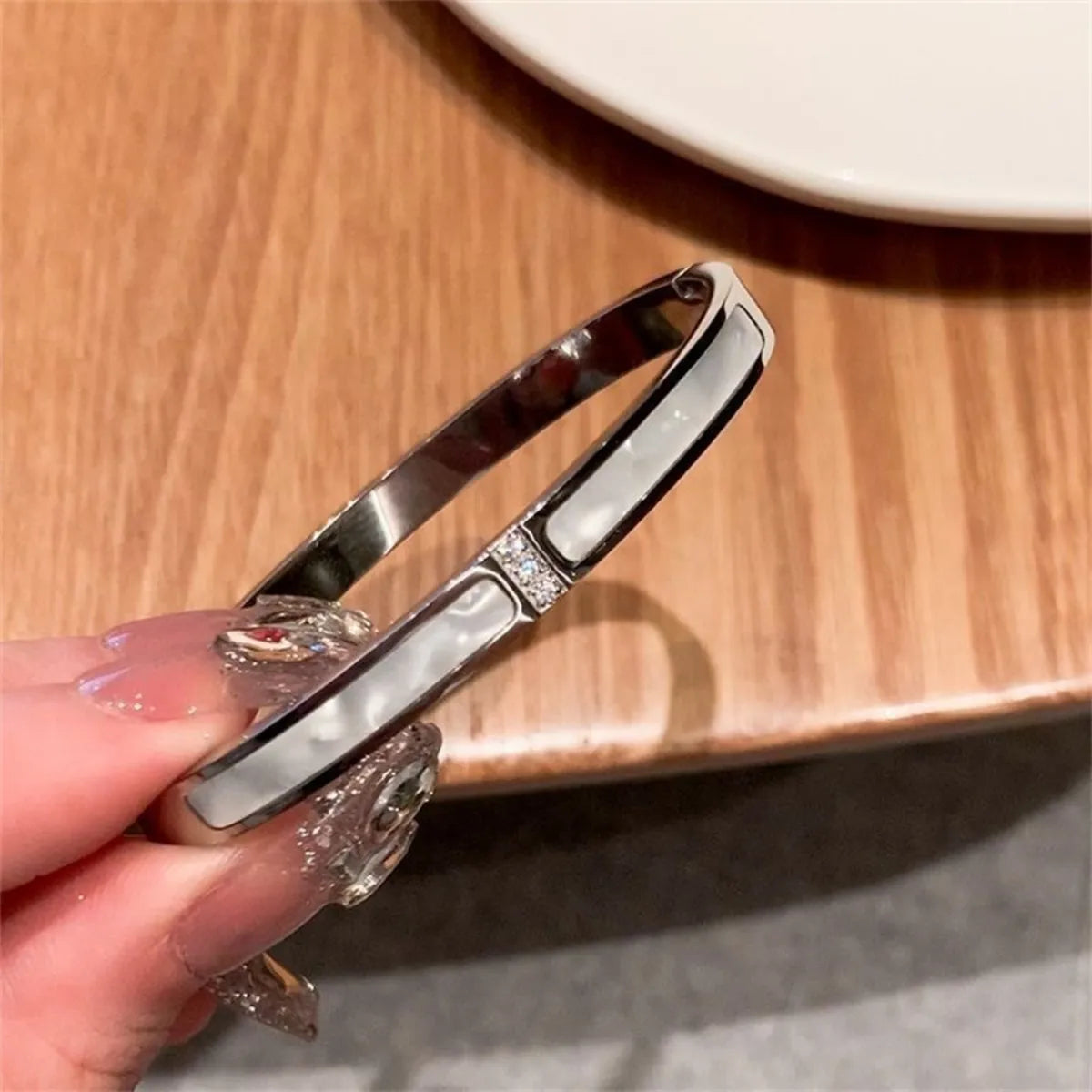 5 PULSERAS PLATEADAS CON CIRCONITAS ACERO INOXIDABLE CLÁSICO