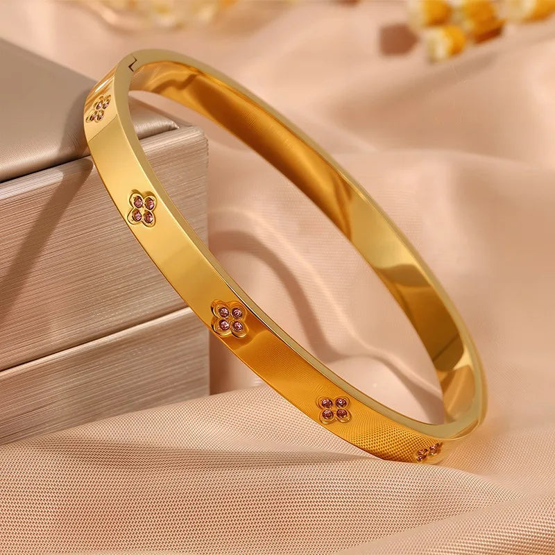 PULSERAS APILABLES CIRCONITAS ACERO INOXIDABLE ELEGANCIA MUJER