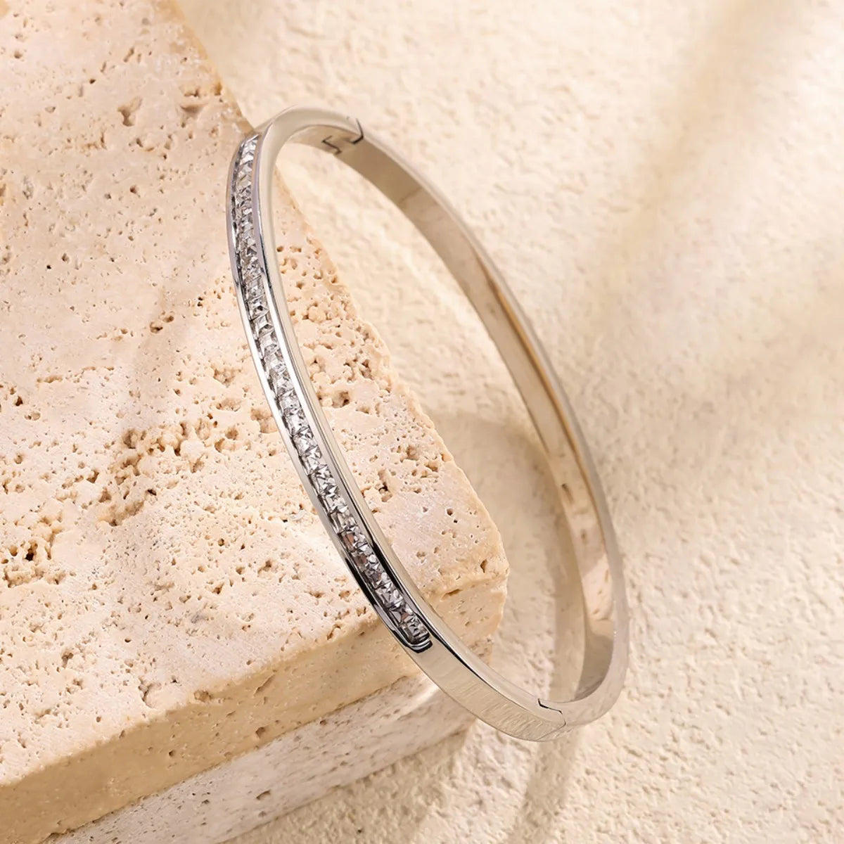 5 PULSERAS PLATEADAS CON CIRCONITAS ACERO INOXIDABLE CLÁSICO