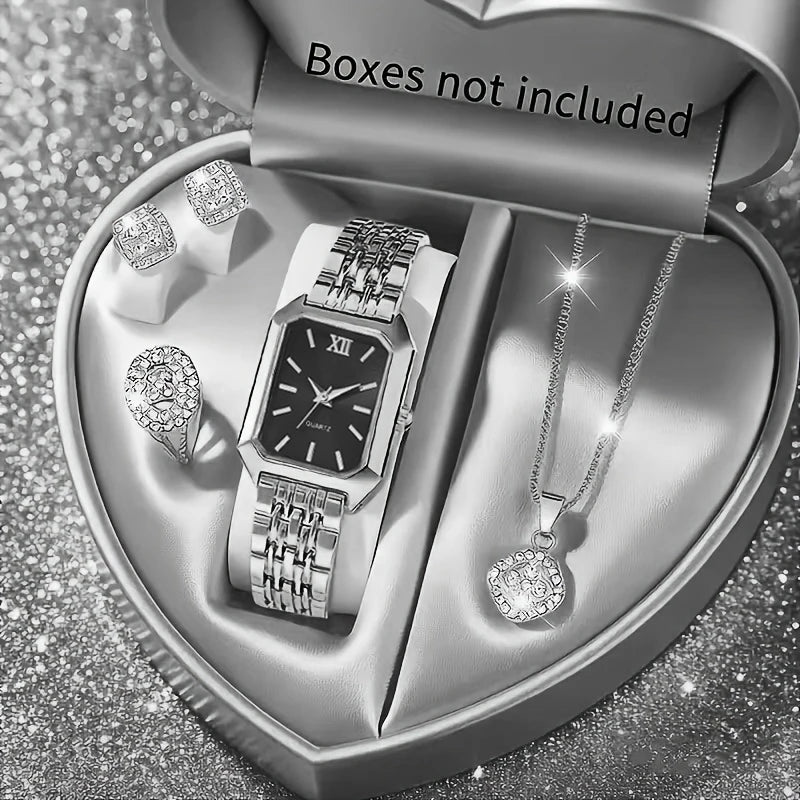 RELOJ Y JOYERÍA 5 EN 1 ELEGANTE MUJER CIRCONITA CLÁSICO