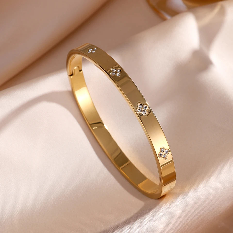 PULSERAS APILABLES CIRCONITAS ACERO INOXIDABLE ELEGANCIA MUJER