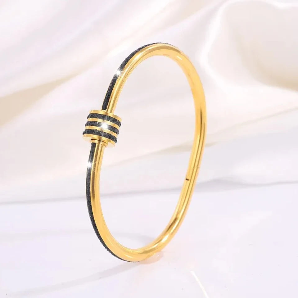 PULSERAS APILABLES CIRCONITAS ACERO INOXIDABLE ELEGANCIA MUJER