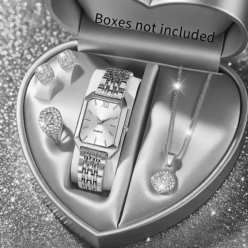 RELOJ Y JOYERÍA 5 EN 1 ELEGANTE MUJER CIRCONITA CLÁSICO