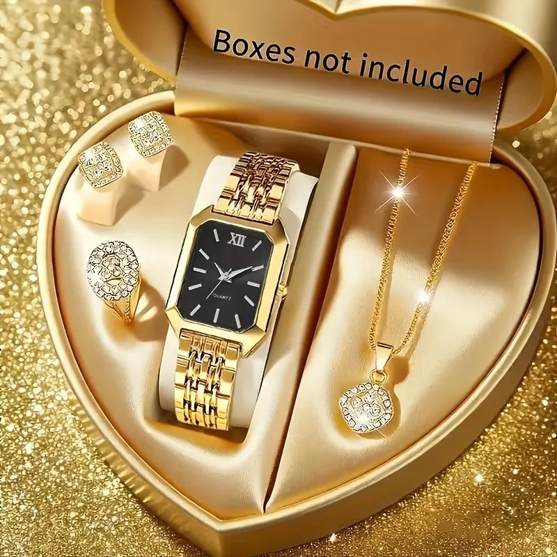 RELOJ Y JOYERÍA 5 EN 1 ELEGANTE MUJER CIRCONITA CLÁSICO