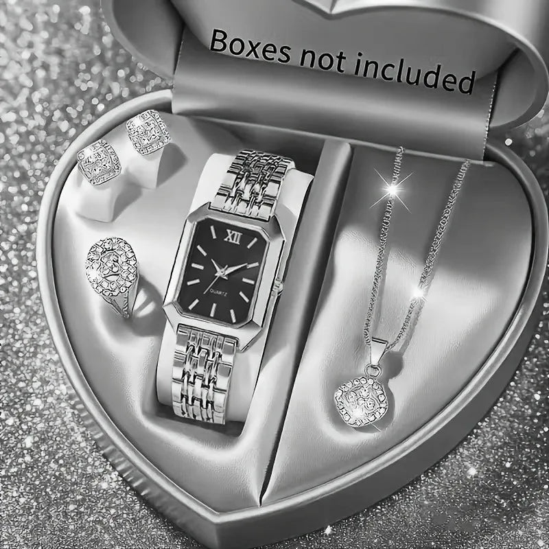 RELOJ Y JOYERÍA 5 EN 1 ELEGANTE MUJER CIRCONITA CLÁSICO